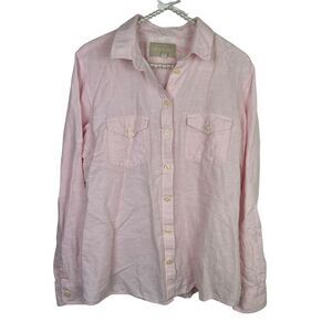 Banana Republic Pink Soft Wash Shirt Womens size Large Linen Cotton Button front